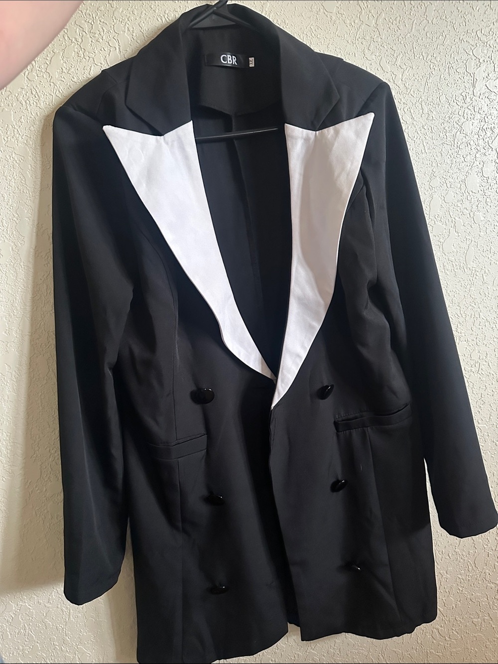 CBR Black Tuxedo Dress with White Contrast Lapel